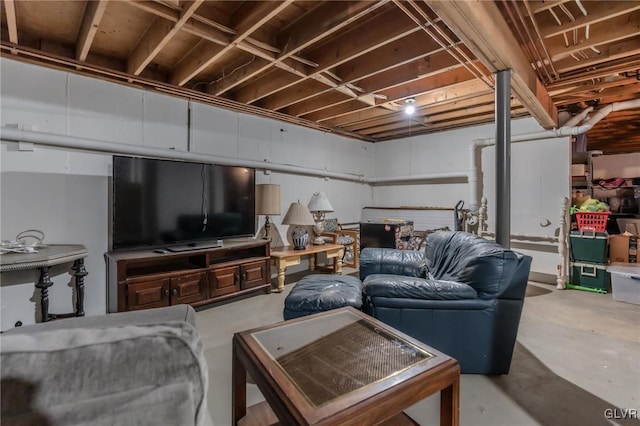 living room featuring concrete floors