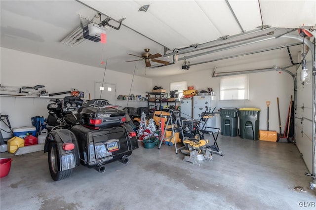 garage with a garage door opener