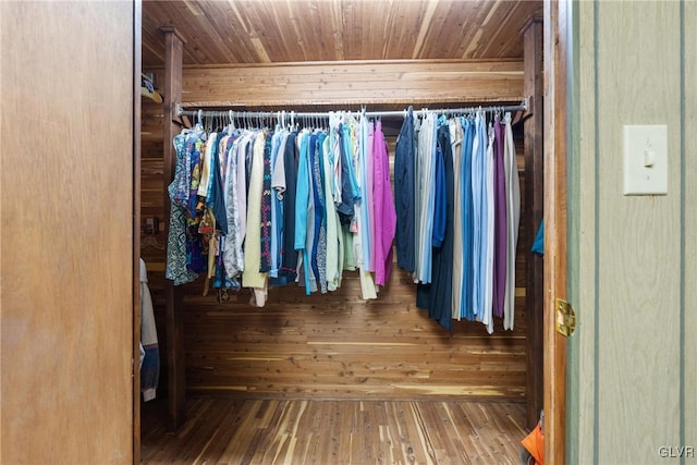 walk in closet featuring hardwood / wood-style flooring