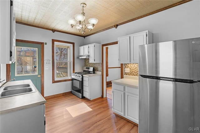 kitchen featuring white cabinets, appliances with stainless steel finishes, and sink