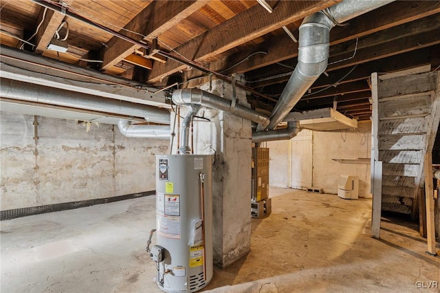 basement with gas water heater