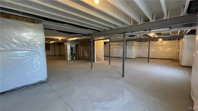 basement with heating unit