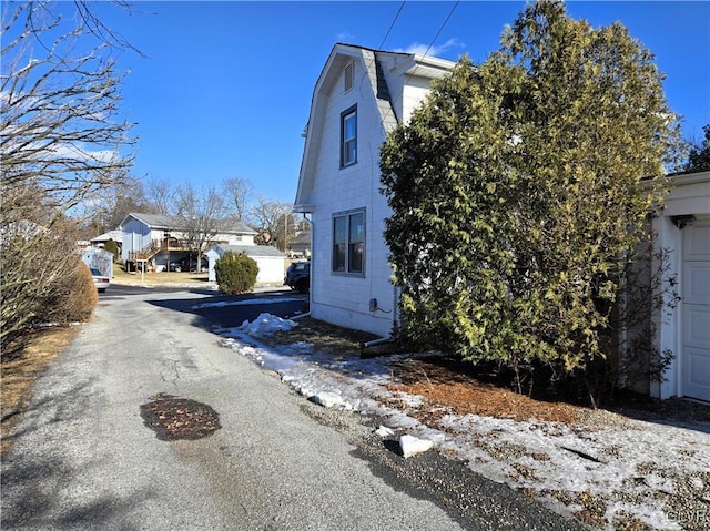 view of snow covered property