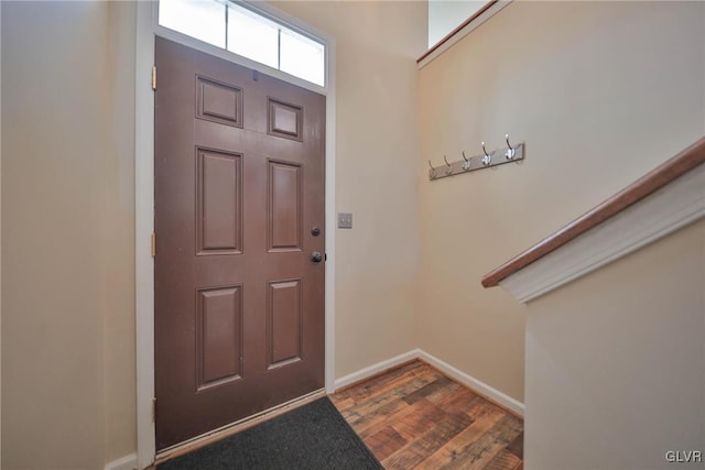 foyer entrance featuring wood-type flooring