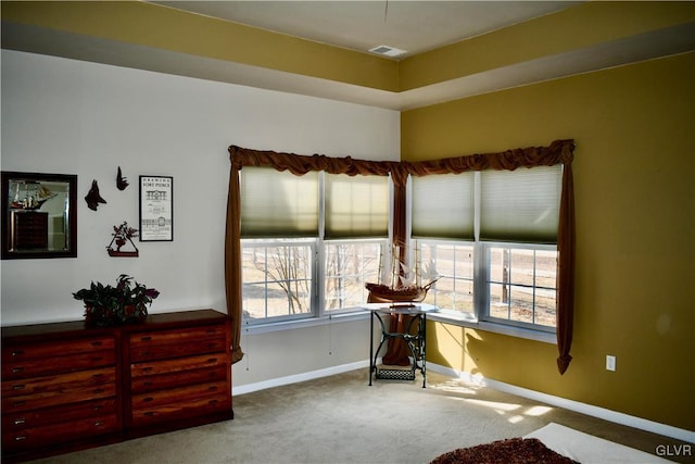 living area with carpet flooring