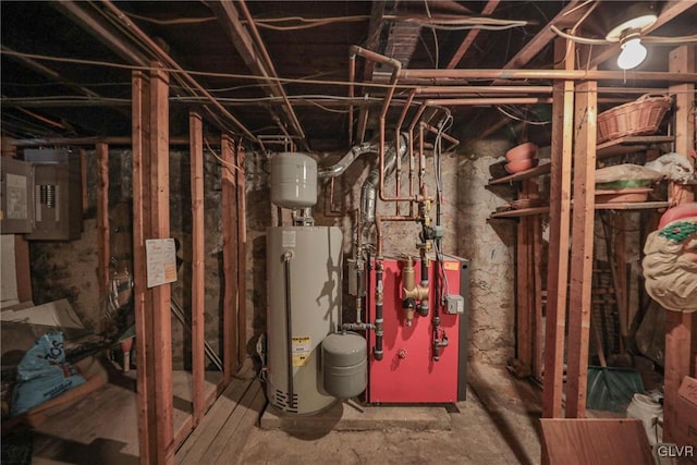 utilities featuring electric panel and water heater