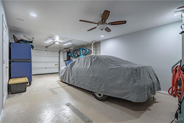 garage featuring recessed lighting