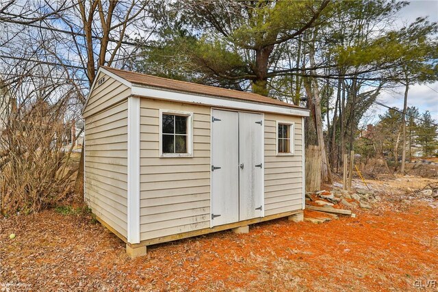 view of shed