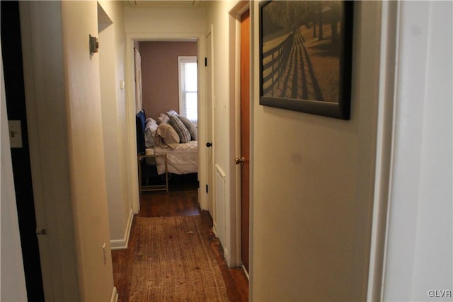 hall featuring dark wood-style flooring