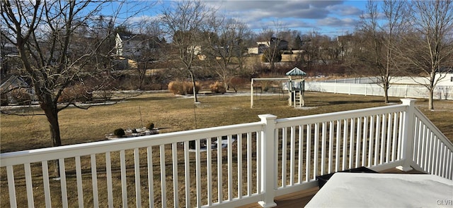 view of wooden balcony featuring a wooden deck