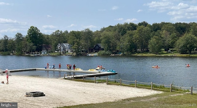 dock area featuring a water view