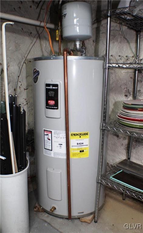 utility room with electric water heater