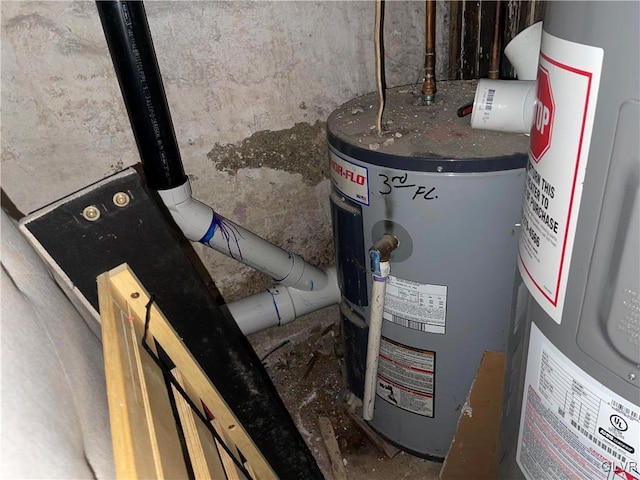 utility room with electric water heater