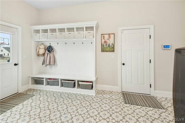 mudroom featuring baseboards