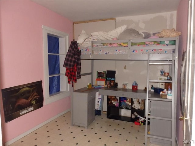 bedroom with light floors