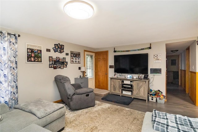 living area featuring wood finished floors