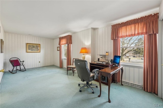 carpeted office space with visible vents