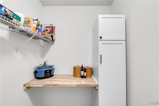 interior space featuring butcher block counters