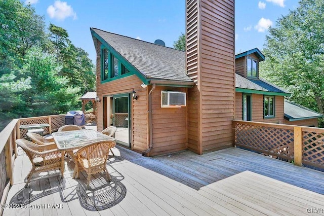 134 Moseywood Rd, Kidder Township S, PA 18624 - deck with a wall unit AC and outdoor dining area