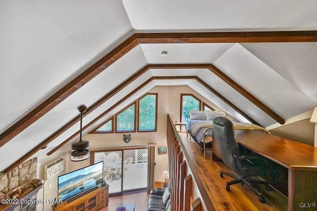 134 Moseywood Rd, Kidder Township S, PA 18624 - interior space with vaulted ceiling with beams and wood finished floors