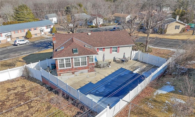 aerial view featuring a residential view