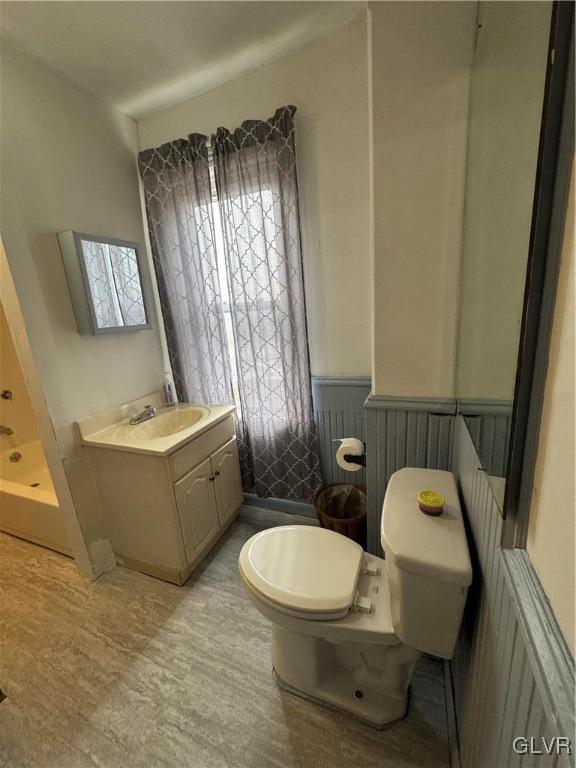 253 N 2nd, Lehighton Boro, PA 18235 - full bath with vanity, wainscoting, and wood finished floors