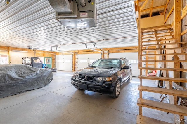 garage featuring metal wall