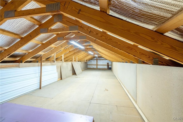 view of unfinished attic