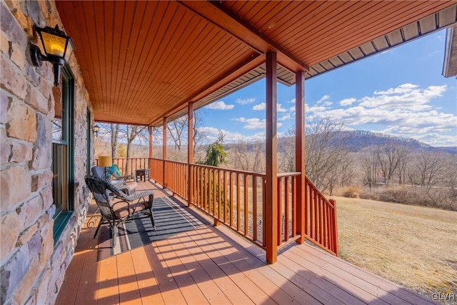 deck with a mountain view