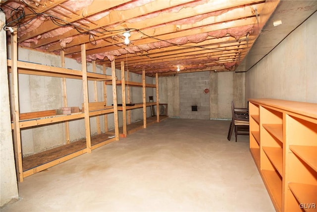 view of unfinished basement