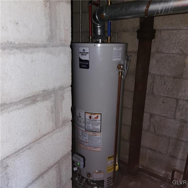 utility room with water heater