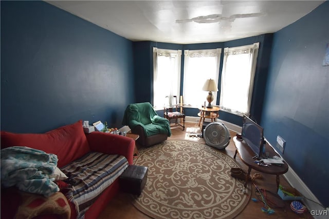 living area with baseboards