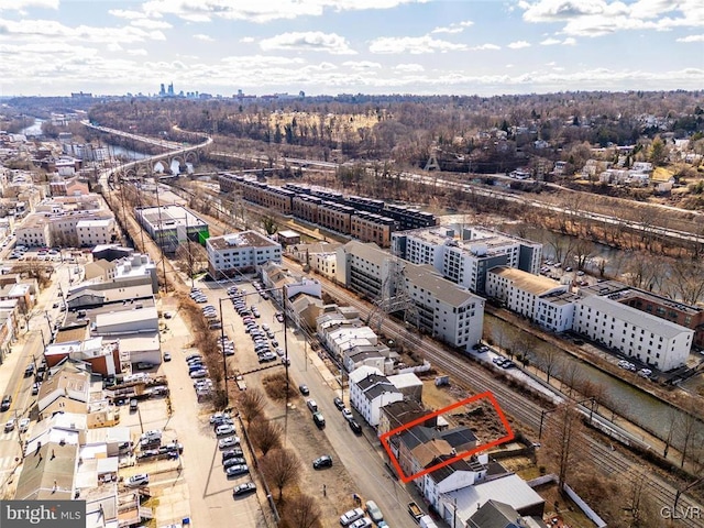 aerial view with a city view