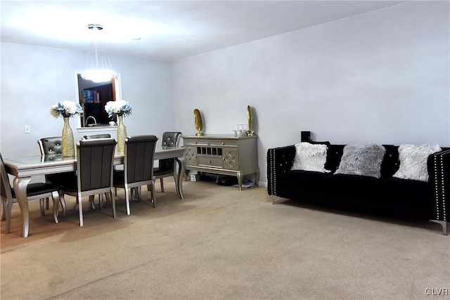 view of carpeted dining room