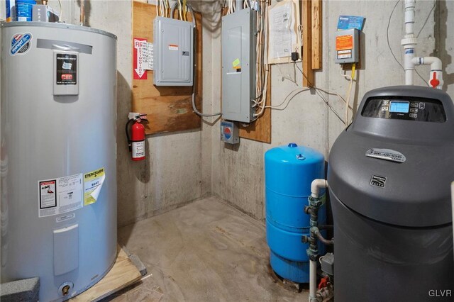 utilities featuring electric panel and water heater