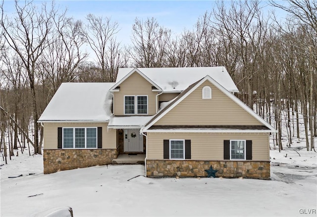 view of front of house with stone siding