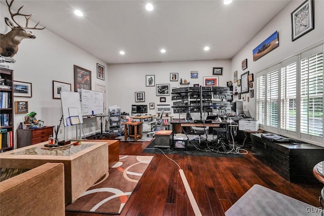 office featuring recessed lighting and wood-type flooring