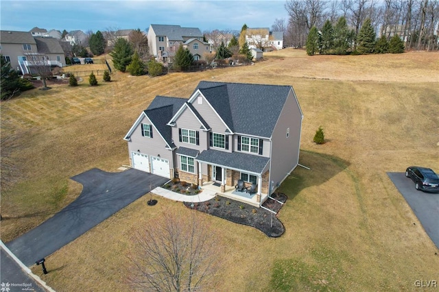 aerial view with a residential view