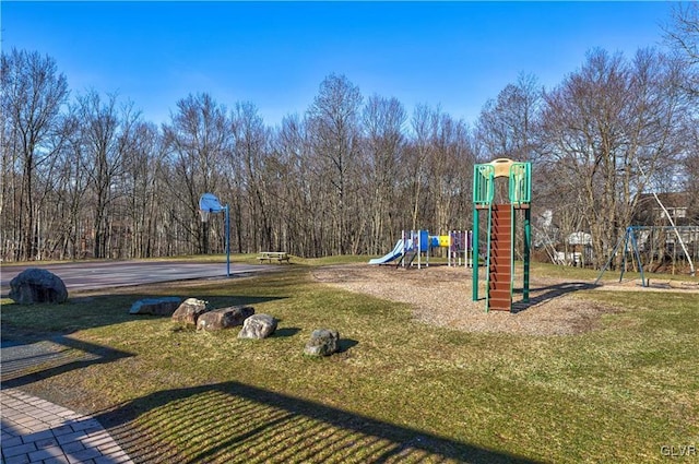 communal playground with a lawn