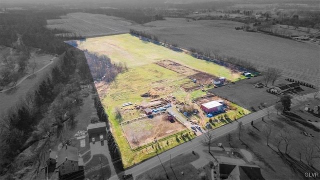 aerial view with a rural view