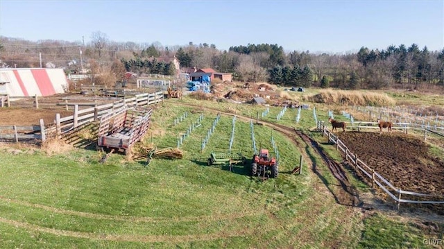 bird's eye view with a rural view