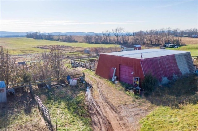 drone / aerial view with a rural view