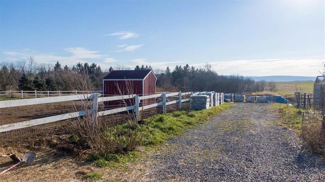 view of road with a rural view