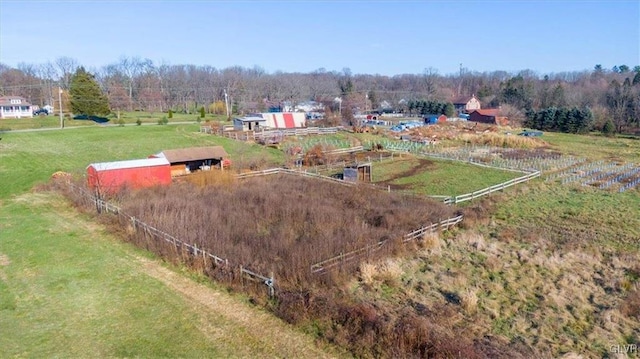 aerial view featuring a rural view