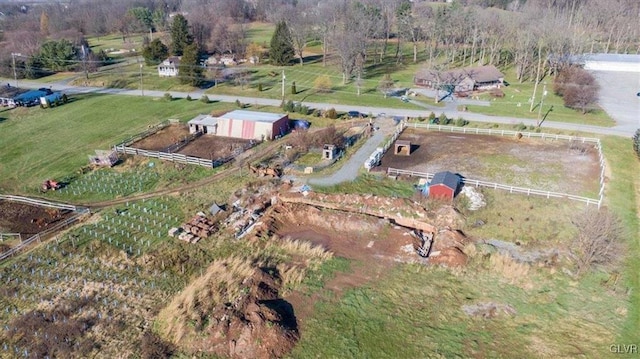 aerial view featuring a rural view