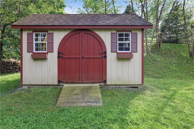 view of shed