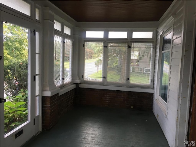 view of unfurnished sunroom