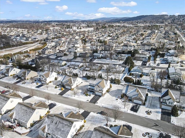 bird's eye view with a residential view and a mountain view