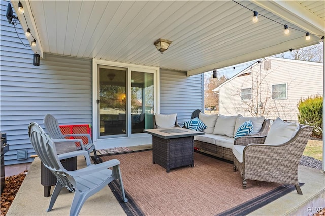 view of patio / terrace with a deck and an outdoor living space