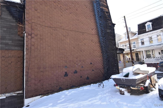 view of snow covered exterior